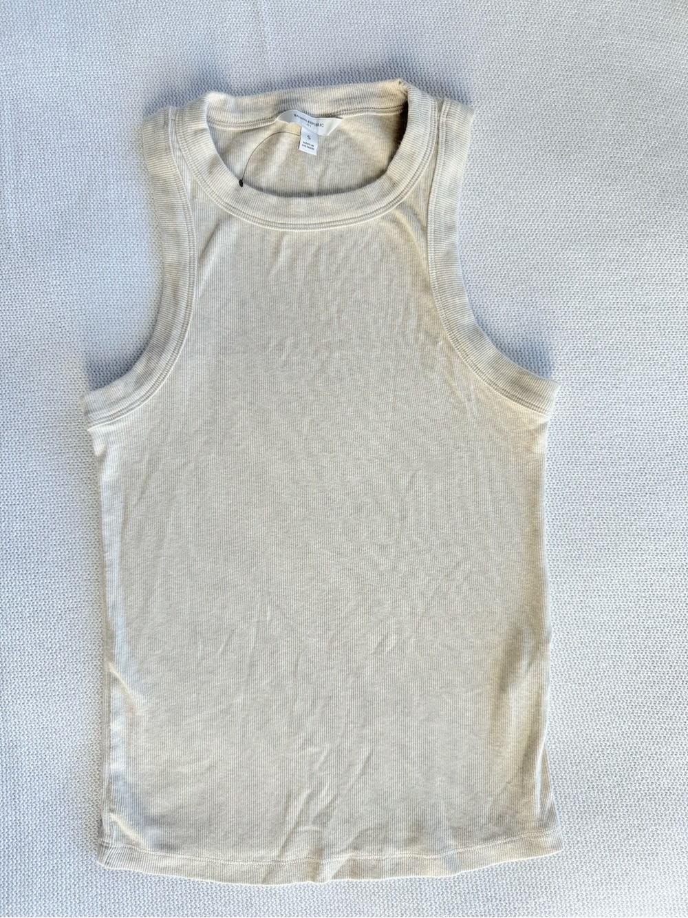 Banana Republic Cream Ribbed Tank Top - Classic Crew Neck
